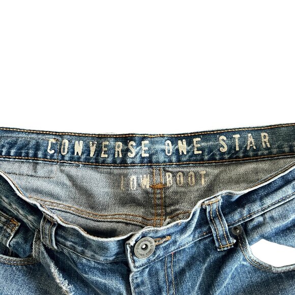 Converse One Star Women's 36x32 Low Bootcut Distressed Blue Jeans - Picture 4 of 8